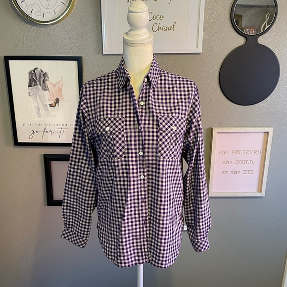Billy Reid Purple and White Gingham Button Down Shirt S - Picture 2 of 11